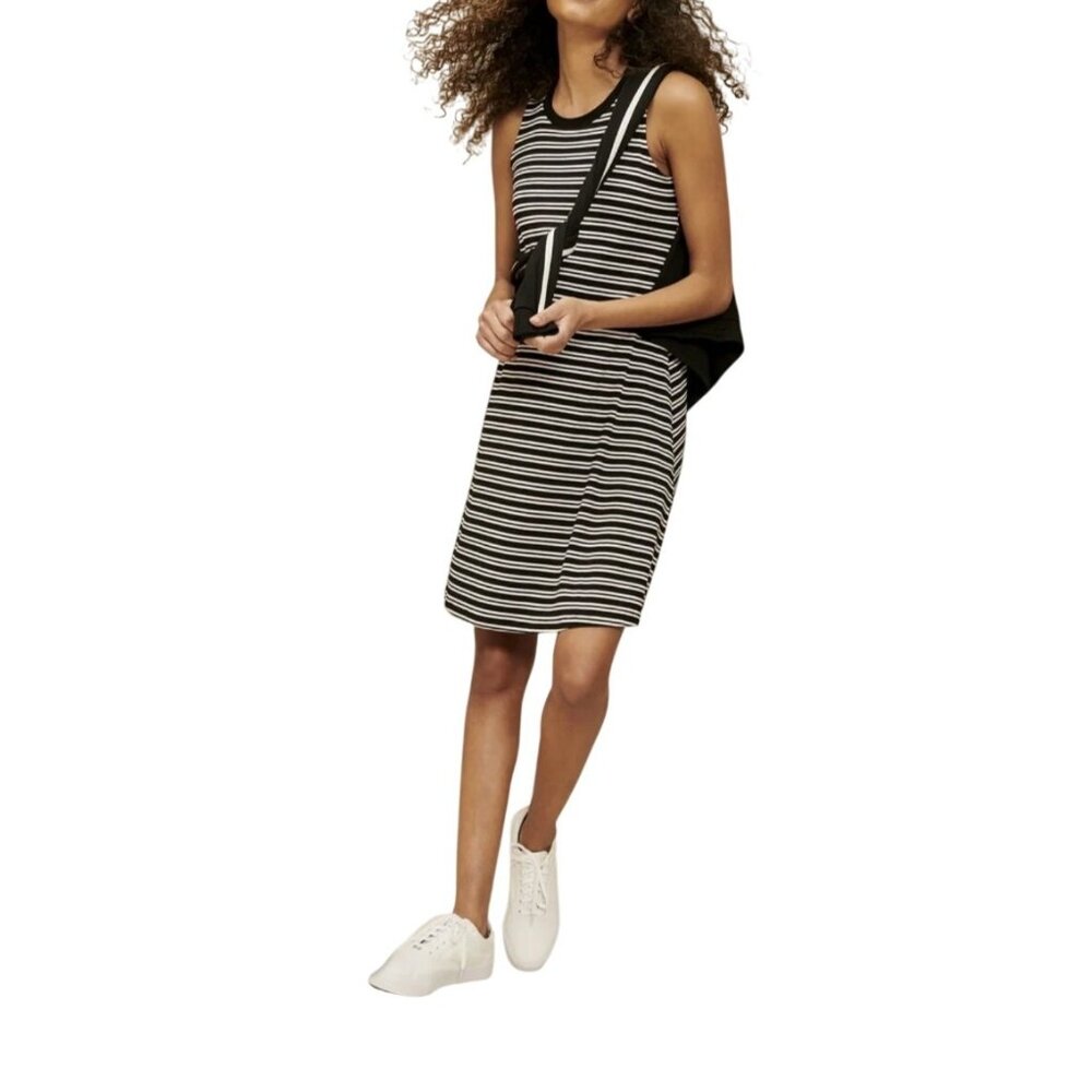 Time & Tru Womens Black & White Striped Sleeveless Knit Dress M (8-10)